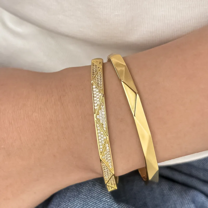 Micro-pave Stainless Steel Bracelet With Zircon Inlay