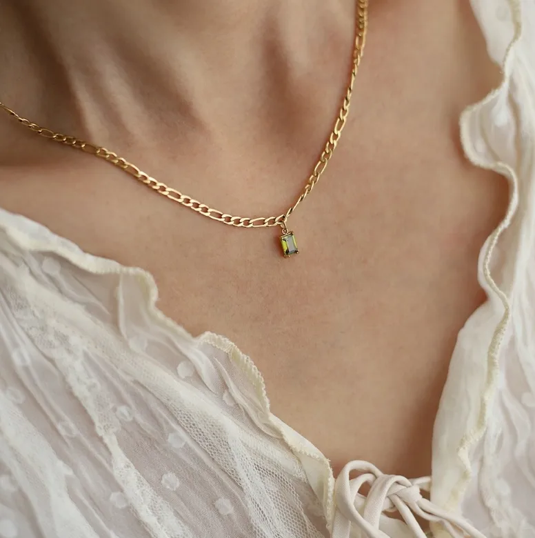 Crystal Square Pendant Necklace